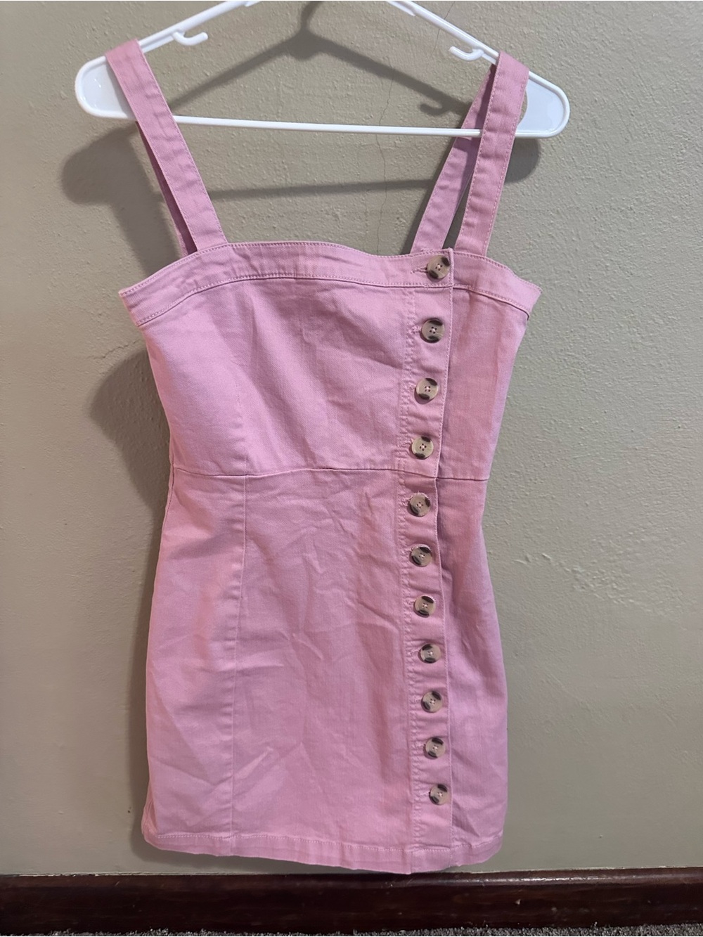 Forever 21 Pink Button-Accent Strap Mini Dress
